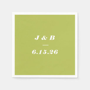 Minimalistisk Monogram Lime Chartreuse Bröllop Anp Pappersservett