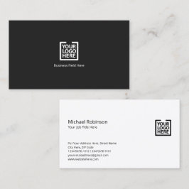 Minimalistisk monogram med logotyp på mörkgrå visitkort