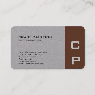 Minimalistisk monogram Modern Grått Brown Visitkort