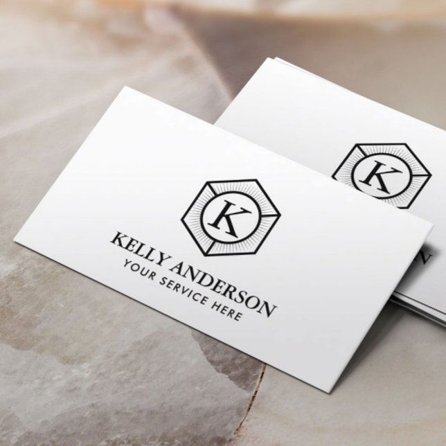 Minimalistisk monogram Modern Hexagon-Logotyp Visitkort (Skapare uppladdad)