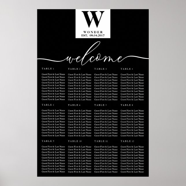 Minimalistisk Monogram | Modern Nygift Bröllop Poster (Framsidan)