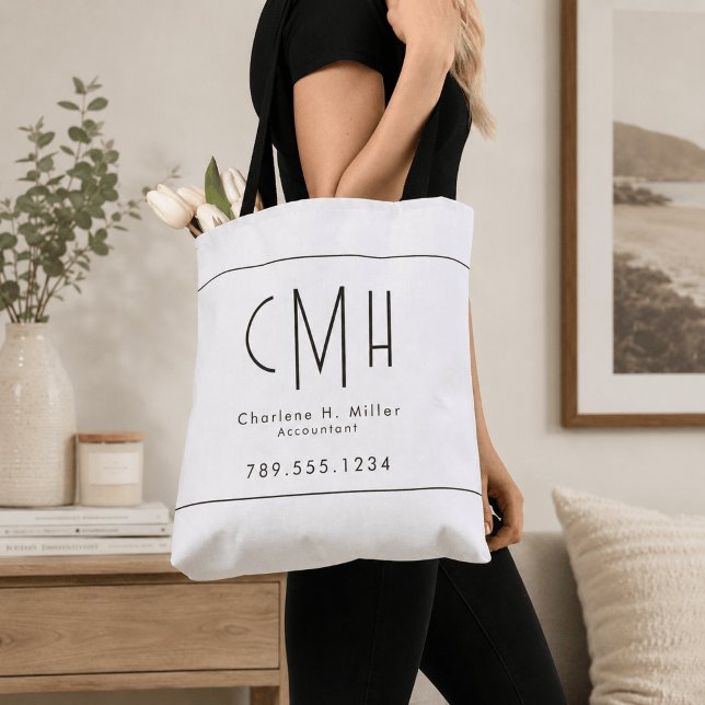 Minimalistisk Monogram Modern Professionell Tygkasse (Skapare uppladdad)