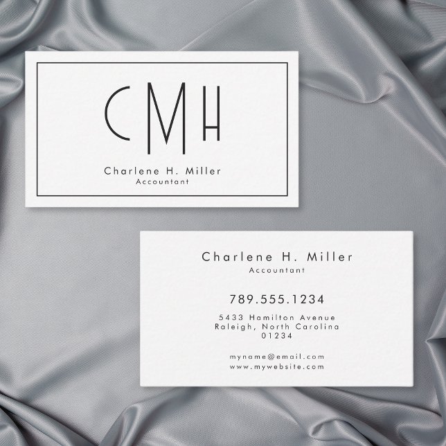 Minimalistisk Monogram Modern Professionell Visitkort (Minimalist Monogram Modern Professional Business Card)