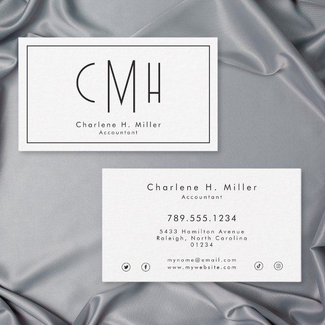 Minimalistisk Monogram Modern Professionell Visitkort (Minimalist Monogram Modern Professional Business Card)