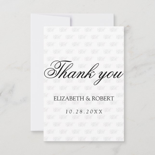 Minimalistisk Monogram Mönster Tack Kort (Framsida)