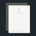 Minimalistisk Monogram Moss Grönt Bröllop Rådkort<br><div class="desc">Minimalistiskt Monogram Moss Grönt Bröllop Advice Card. Anpassa anpassningsbarna ovan. Du hittar ytterligare samordningsobjekt i vår "Minimalist Monogram Sage Grönt & Moss Grönt Bröllop"-samling. ***NOTERA: ALLA ORD OCH TEXT OCH BAKGRUND FÄRG ÄR REDIGERBARA. Du kan ändra hela ord och även ändra texten i färg. För objekt som har en bakgrund...</div>