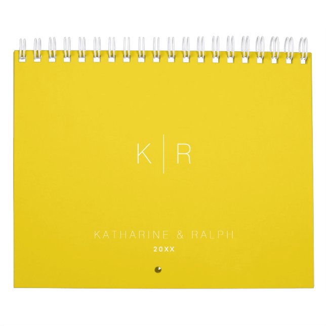 Minimalistisk Monogram Mustard-Gult, nylyft foto Kalender (Omslag)