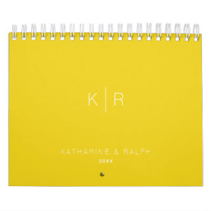 Minimalistisk Monogram Mustard-Gult, nylyft foto Kalender