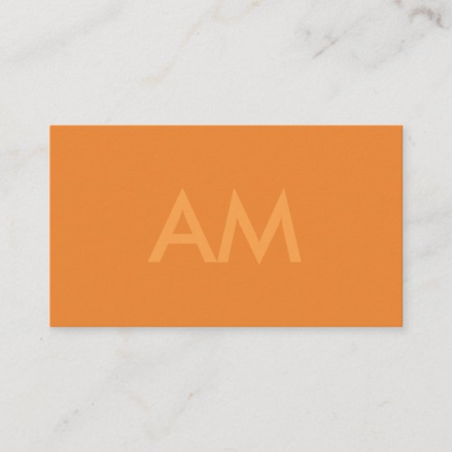 Minimalistisk Monogram-Orange Visitkort (Framsida)