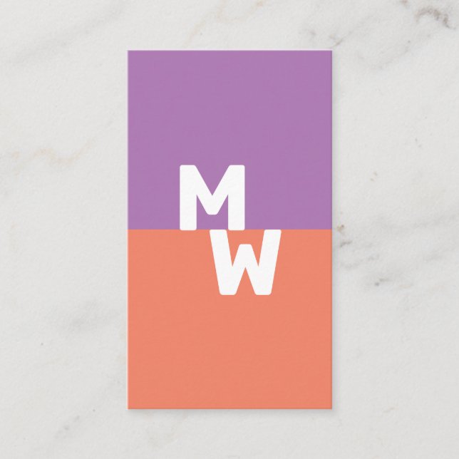 Minimalistisk monogram Pastel QR-kod Visitkort (Framsida)