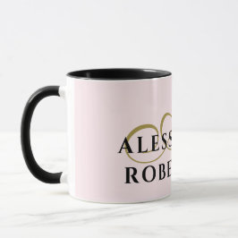 Minimalistisk monogram Pastel Rosa Guld Black Namn Mugg