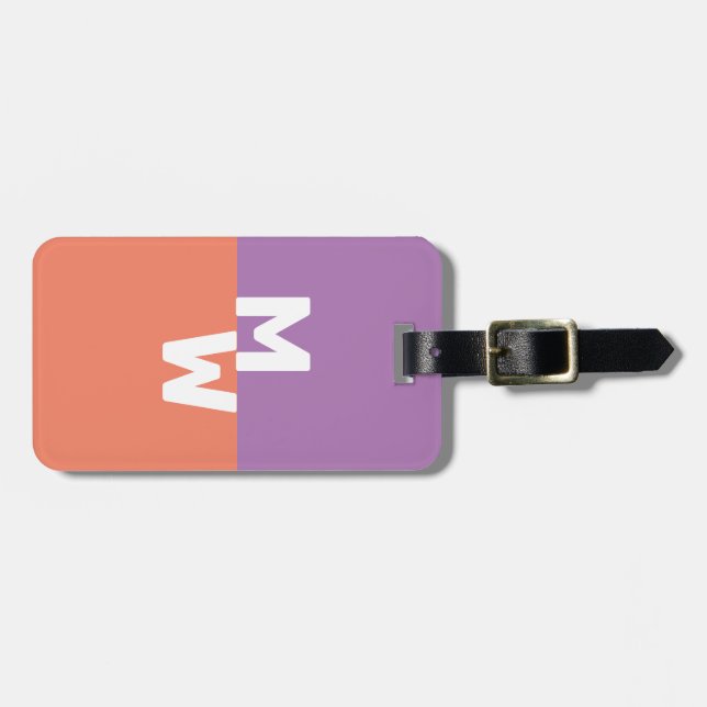 Minimalistisk monogram pastel två-ton bagagebricka (Horisontell Framsida)