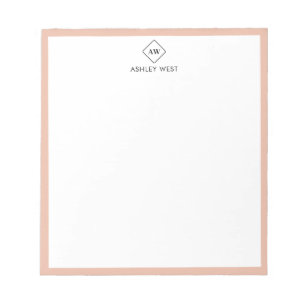 Minimalistisk monogram personlig brevpappersanteck anteckningsblock