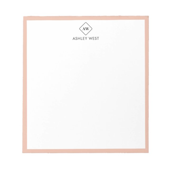 Minimalistisk monogram personlig brevpappersanteck anteckningsblock (Framsida)