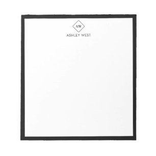 Minimalistisk monogram personlig brevpappersanteck anteckningsblock