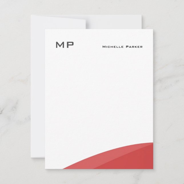 Minimalistisk monogram Professionell Anteckningskort (Framsida)