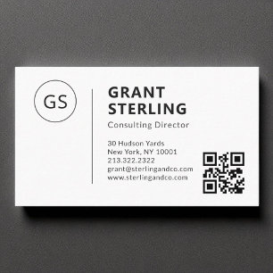 Minimalistisk Monogram-Professionell QR-kod Visitkort
