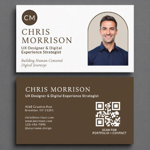 Minimalistisk Monogram-Professionell QR-kodfoto Visitkort