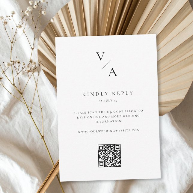 Minimalistisk monogram QR-kod Bröllop OSA Kort (Skapare uppladdad)