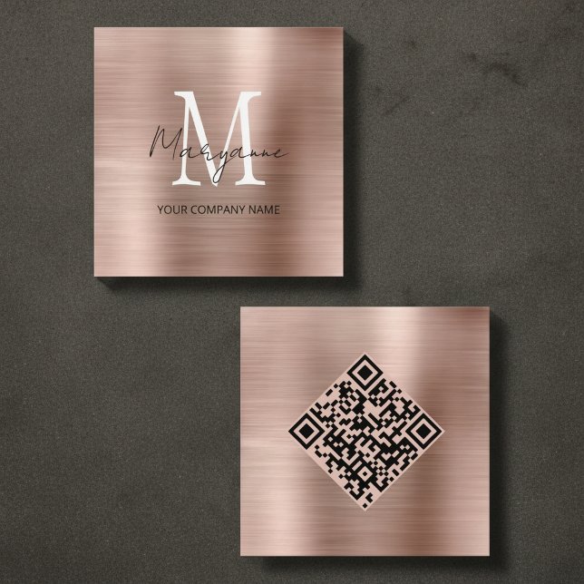 Minimalistisk Monogram QR-kod Fyrkantigt Visitkort (Skapare uppladdad)