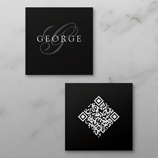 Minimalistisk Monogram QR-kod Fyrkantigt Visitkort (Skapare uppladdad)