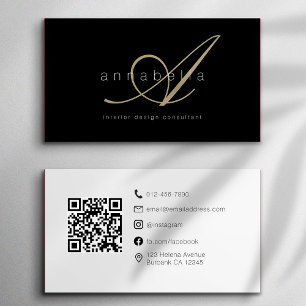 Minimalistisk Monogram QR-kod Visitkort
