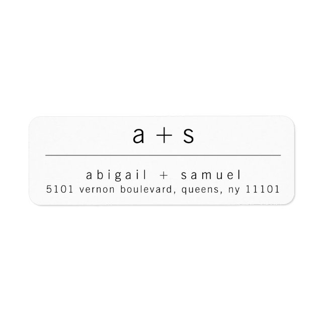 Minimalistisk Monogram Returadress för Bröllop Etikett (Framsidan)
