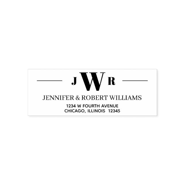 Minimalistisk Monogram-Returadress Självfärgande Stämpel (Design)