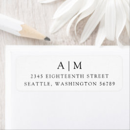 Minimalistisk Monogram-Returadress, svart och vit Returadress Etikett