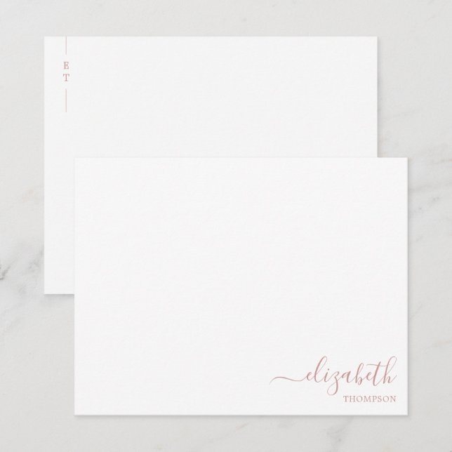 Minimalistisk Monogram Ro Mauve Simple Anteckningskort (Fram/baksida)