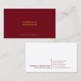 Minimalistisk Monogram Röd Maroon Visitkort