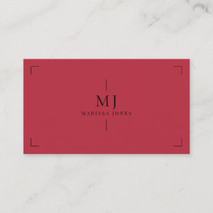 Minimalistisk monogram röd Professionell för elega Visitkort