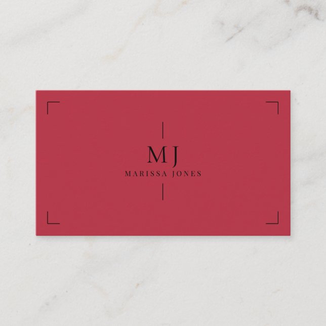 Minimalistisk monogram röd Professionell för elega Visitkort (Framsida)