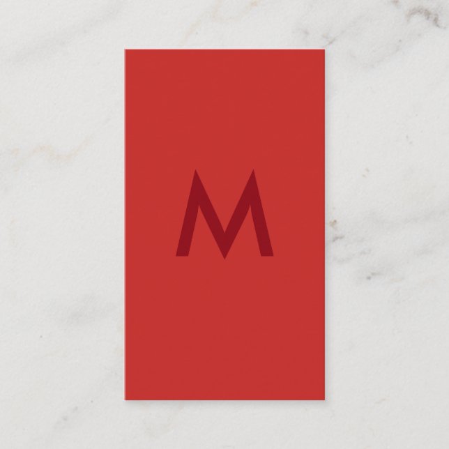 Minimalistisk monogram röd visitkort (Framsida)