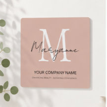 Minimalistisk Monogram Rosa Affärsskylt