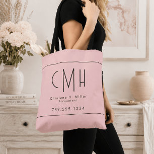 Minimalistisk Monogram Rosé Modern Professionell Tygkasse