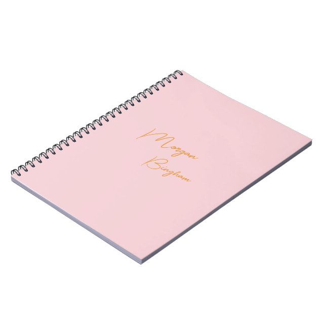 Minimalistisk monogram skrift rosa anteckningsbok (Vänstra Sidan)