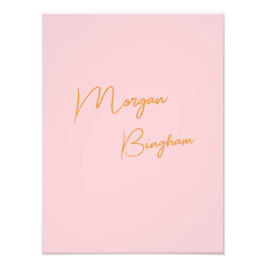 Minimalistisk monogram skrift rosa fototryck