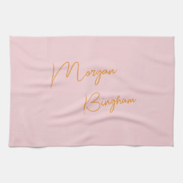 Minimalistisk monogram skrift rosa kökshandduk
