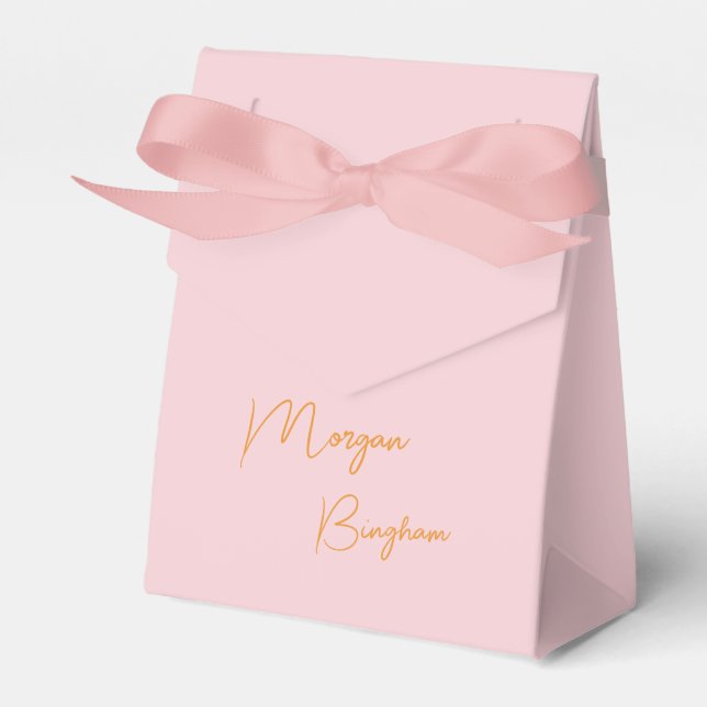 Minimalistisk monogram skrift rosa presentaskar (Framsidan Sidan)