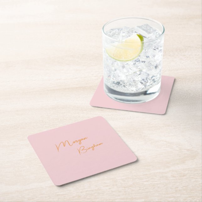 Minimalistisk monogram skrift rosa underlägg papper kvadrat (Insitu)