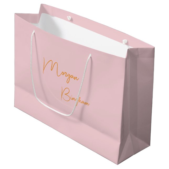 Minimalistisk monogram skript rosa (Framsidan Vinklad)