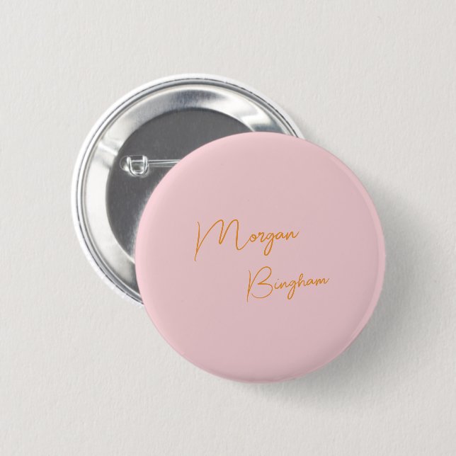 Minimalistisk monogram skript rosa knapp (Framsida & baksida)