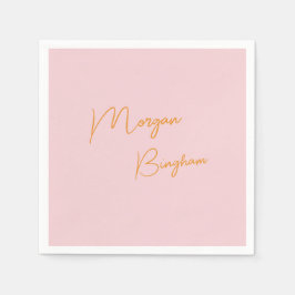 Minimalistisk monogram skript rosa pappersservett