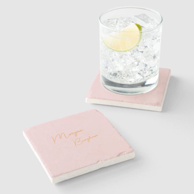 Minimalistisk monogram skript rosa stenunderlägg (Sidan)