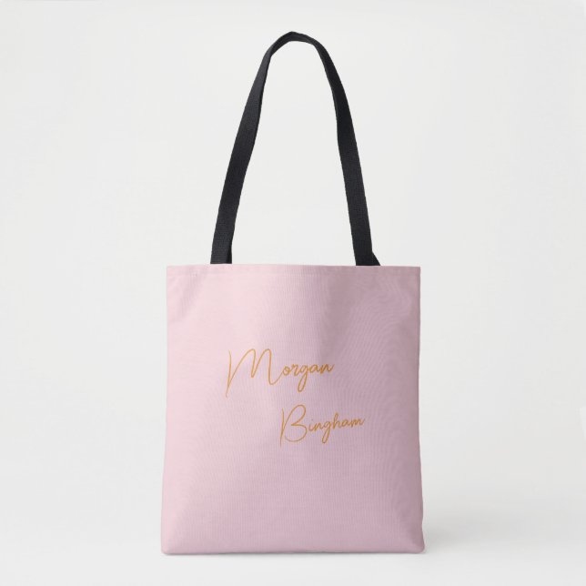 Minimalistisk monogram skript rosa tygkasse (Framsida)