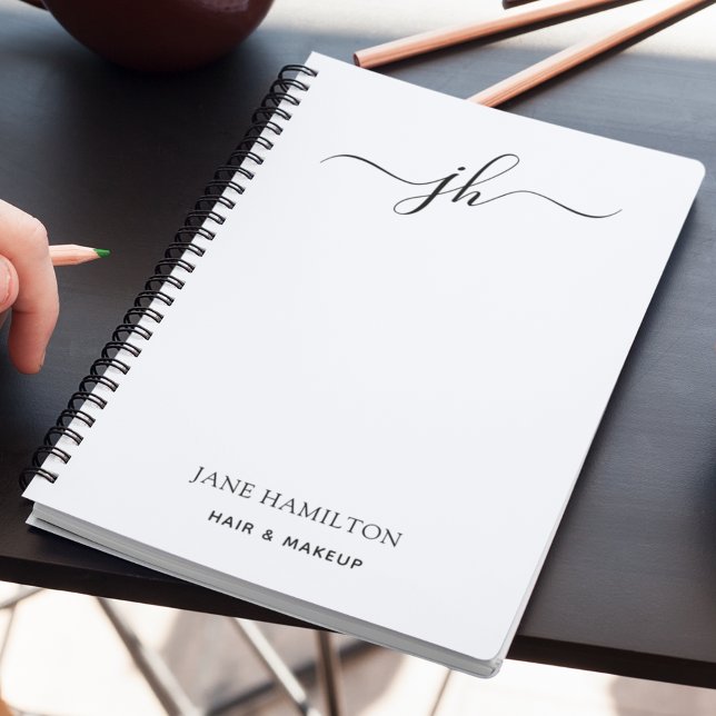 Minimalistisk monogram skriptnamn anteckningsbok (Skapare uppladdad)