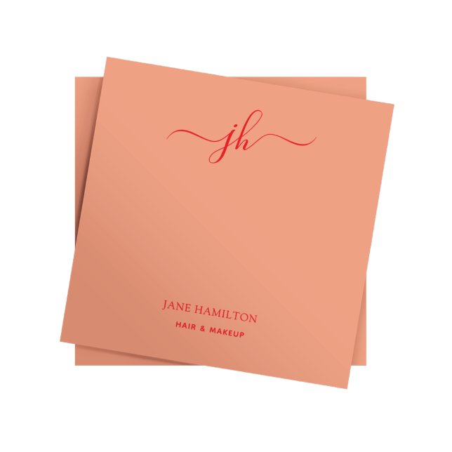Minimalistisk monogram skriptnamn post-it block (Skapare uppladdad)