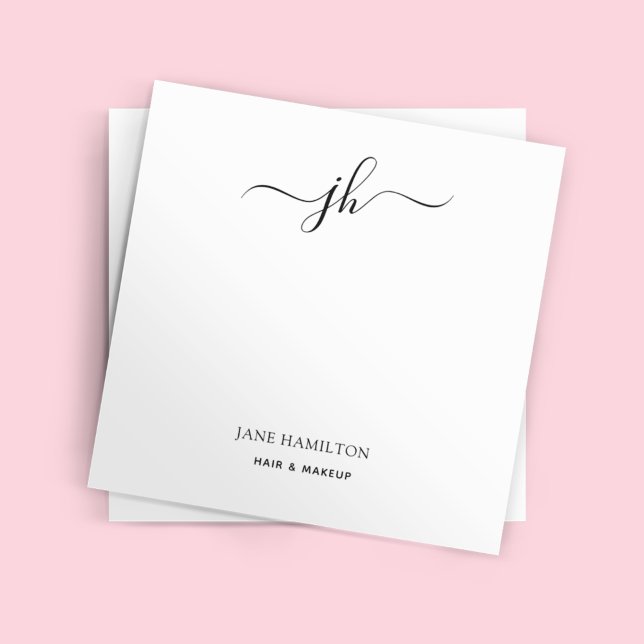 Minimalistisk monogram skriptnamn post-it block (Skapare uppladdad)