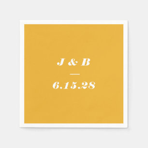Minimalistisk Monogram, sommartid, Gult Bröllop An Pappersservett